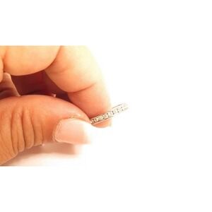 14K Gold Plated White Gold Eternity Band Ring Sz 7.25